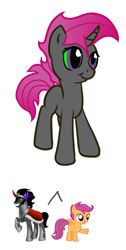 Size: 494x982 | Tagged: safe, artist:desert-sage, derpibooru import, king sombra, scootaloo, oc, pony, unicorn, crack shipping, offspring, parent:king sombra, parent:scootaloo, parents:sombraloo, wat