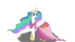 Size: 1024x576 | Tagged: safe, artist:lunasaccountant, princess celestia, alicorn, pony, clothes, dress, smiling, solo