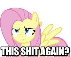 Size: 250x200 | Tagged: safe, fluttershy, pegasus, pony, animated, annoyed, caption, doomie, eyeroll, female, fluttershy is not amused, frown, gif, image macro, mare, meme, notto disu shittu agen, reaction image, simple background, solo, spread wings, transparent background, unamused, vulgar