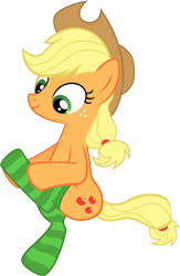 Size: 4010x6132 | Tagged: safe, artist:slb94, applejack, earth pony, pony, just for sidekicks, absurd resolution, clothes, simple background, socks, solo, striped socks, transparent background, vector