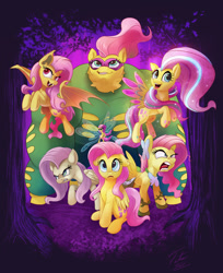 Size: 900x1104 | Tagged: safe, artist:tsitra360, fluttershy, saddle rager, breezie, pony, angry, breeziefied, clothes, discorded, female, floppy ears, flutterbat, flutterbitch, flutterbreez, flutterhulk, flutterrage, flying, mare, open mouth, power ponies, rainbow power, self ponidox, shirt design, sitting, smiling, species swap, t-shirt