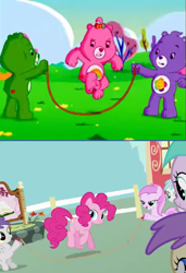 Size: 637x931 | Tagged: safe, pinkie pie, earth pony, pony, andrea libman, care bears, care bears adventures of care a lot, cheer bear, comparison, nothing's going right, smiling, tabitha st. germain