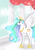 Size: 2480x3507 | Tagged: safe, artist:claudiaqh, princess celestia, alicorn, pony, female, horn, mare, multicolored mane, pixiv, solo, white coat