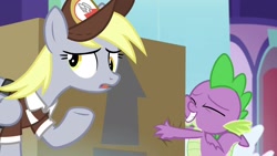 Size: 1920x1080 | Tagged: safe, screencap, derpy hooves, spike, dragon, the point of no return, package, winged spike