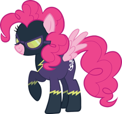 Size: 1024x956 | Tagged: safe, artist:shrek214, pinkie pie, pegasus, pony, race swap, raised hoof, shadowbolts, simple background, solo, transparent background, vector