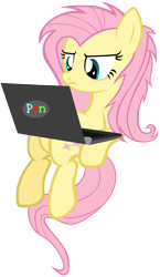 Size: 7999x13816 | Tagged: safe, artist:mmdfantage, fluttershy, pegasus, pony, absurd resolution, computer, laptop computer, simple background, solo, transparent background, vector, wingless