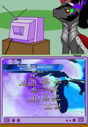 Size: 557x800 | Tagged: safe, derpibooru import, king sombra, pony, unicorn, cold, exploitable meme, forecast, meme, obligatory pony, tv meme, weather, wisconsin