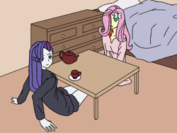 Size: 800x600 | Tagged: safe, artist:blondenobody, fluttershy, rarity, equestria girls, burned, crossover, hanako ikezawa, katawa shoujo, lilly satou