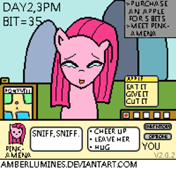 Size: 589x563 | Tagged: safe, artist:vanillafox2035, pinkie pie, earth pony, pony, crying, dating sim, pinkamena diane pie, solo