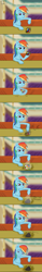 Size: 1062x6826 | Tagged: safe, artist:jj-snake, derpibooru import, rainbow dash, pegasus, pony, comic, diner, faic, female, hoof hold, lidded eyes, looking at you, mare, not clothes, rubik's cube, smug, smugdash, solo, table