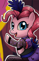 Size: 400x618 | Tagged: safe, artist:christadoodles, pinkie pie, earth pony, pony, clothes, dress, looking at you, saloon dress, saloon pinkie, solo