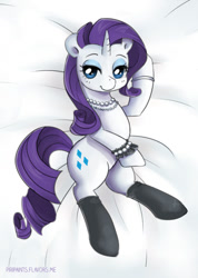 Size: 600x844 | Tagged: safe, artist:piripaints, rarity, pony, unicorn, black socks, body pillow, body pillow design, bracelet, clothes, jewelry, pearl necklace, smiling, socks, solo