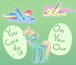 Size: 1280x1084 | Tagged: safe, artist:typhwosion, derpibooru import, fluttershy, rainbow dash, zephyr breeze, pegasus, pony, flutter brutter, can i do it on my own, cute, dashabetes, eyes closed, open mouth, profile, shyabetes, singing, speech bubble, trio, wavy mouth