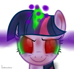 Size: 927x861 | Tagged: safe, artist:lobabrancagamer, derpibooru import, twilight sparkle, dark magic, magic, solo, sombra eyes