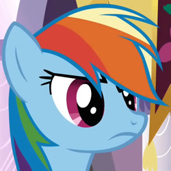 Size: 520x520 | Tagged: safe, derpibooru import, screencap, rainbow dash, pegasus, pony, angry, cropped, reaction image, solo