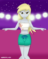 Size: 2705x3326 | Tagged: safe, artist:danielitamlp, derpy hooves, better together, equestria girls, spring breakdown, belly button, breasts, clothes, female, looking at you, midriff, smiling, solo, swimming trunks, swimsuit