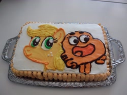 Size: 4000x3000 | Tagged: safe, artist:aridash, applejack, cake, crossover, darwin watterson, food, food art, irl, photo, the amazing world of gumball