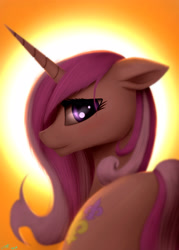 Size: 1836x2563 | Tagged: safe, artist:jeki, derpibooru import, fleur-de-lis, pony, unicorn, bedroom eyes, blushing, butt, cute, female, looking at you, looking back, looking back at you, plot, rear view, smiling, solo, spain, sunset