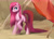 Size: 2800x2000 | Tagged: safe, artist:santagiera, pinkie pie, earth pony, pony, desert, frown, looking at you, outdoors, pinkamena diane pie, raised hoof, solo, standing