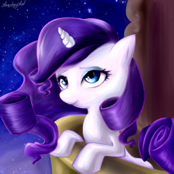 Size: 1600x1600 | Tagged: safe, artist:mia-doof, rarity, pony, unicorn, female, horn, mare, solo, white coat