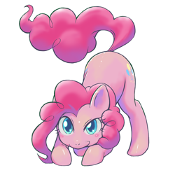 Size: 1000x1000 | Tagged: safe, artist:dakusei, pinkie pie, earth pony, pony, blushing, cute, diapinkes, face down ass up, pixiv, simple background, solo, white background