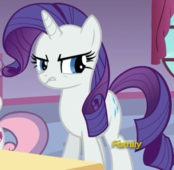 Size: 1047x1020 | Tagged: safe, screencap, rarity, sweetie belle, pony, unicorn, 28 pranks later, angry, cropped, cutie mark, discovery family logo, growling, scowl, the cmc's cutie marks