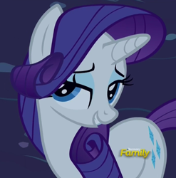 Size: 469x474 | Tagged: safe, screencap, rarity, pony, unicorn, 28 pranks later, cropped, discovery family logo, lidded eyes, solo