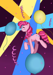 Size: 400x568 | Tagged: safe, artist:cartoonartist, artist:senseijiufu, pinkie pie, earth pony, pony, balloon, confetti