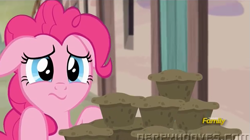 Size: 635x356 | Tagged: safe, screencap, pinkie pie, earth pony, pony, the cutie map, muffin, solo