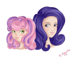 Size: 1500x1200 | Tagged: safe, artist:happyksu, rarity, sweetie belle, human, humanized