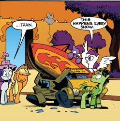 Size: 895x902 | Tagged: safe, artist:andypriceart, idw, applejack, rarity, earth pony, pony, unicorn, spoiler:comic, andy you magnificent bastard, comic, ponified, taxi, taxi driver, travis bickle