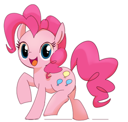 Size: 437x416 | Tagged: safe, artist:youhoujou, pinkie pie, pony, cute, diapinkes, open mouth, pixiv, smiling pinkie pie tolts left, solo