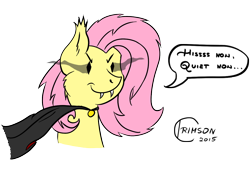 Size: 1152x777 | Tagged: safe, artist:crimson, fluttershy, vampire, cape, clothes, fangs, flutterbat, simple background, solo, transparent background