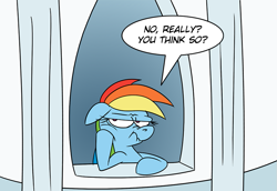 Size: 833x573 | Tagged: safe, artist:fractiouslemon, derpibooru import, part of a set, rainbow dash, pegasus, pony, annoyed, cheek squish, dialogue, floppy ears, nose wrinkle, reaction image, sarcasm, solo, speech bubble, squishy cheeks