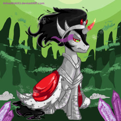 Size: 800x800 | Tagged: safe, artist:ariianiitahx3, derpibooru import, king sombra, pony, unicorn, crystal, crystal empire, dark magic, magic, solo, sombra eyes