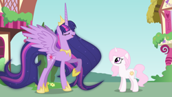 Size: 5193x2921 | Tagged: safe, artist:bubblestormx, princess celestia, twilight sparkle, twilight sparkle (alicorn), alicorn, pony, unicorn, age swap, alternate universe, dear princess twilight, duo, ethereal mane, female, hilarious in hindsight, mare, role reversal, teacher and student, ultimate twilight, unicorn celestia