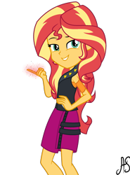 Size: 1633x2210 | Tagged: safe, artist:sparkling-sunset-s08, edit, sunset shimmer, better together, equestria girls, street magic with trixie, background removed, clothes, female, jacket, leather, leather jacket, magic, simple background, skirt, smug, smugset shimmer, solo, transparent background