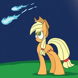 Size: 1024x1024 | Tagged: safe, artist:mr. rottson, applejack, earth pony, pony, looking up, night, shooting star, shooting stars, solo