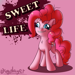 Size: 2000x2000 | Tagged: safe, artist:bugplayer, pinkie pie, earth pony, pony, derp, female, grin, mare, smiling, solo