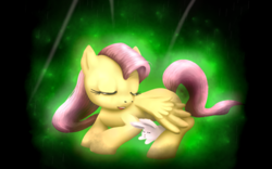 Size: 1440x900 | Tagged: safe, artist:wendyatticus, angel bunny, fluttershy, pegasus, pony, rabbit, female, mare, pet, pink mane, yellow coat