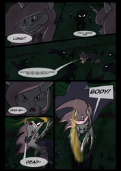 Size: 1240x1754 | Tagged: safe, artist:lunarcakez, princess celestia, alicorn, pony, comic:the origins of hollow shades, comic, pink-mane celestia, shadow, younger