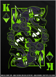 Size: 646x888 | Tagged: safe, artist:gbillustrations, derpibooru import, king sombra, pony, unicorn, card, limited palette, playing card, solo