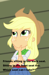 Size: 713x1080 | Tagged: safe, applejack, equestria girls, friday, rebecca black, song reference, thinkerjack