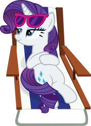 Size: 4311x6000 | Tagged: safe, rarity, pony, unicorn, the cart before the ponies, absurd resolution, chair, lidded eyes, relaxing, simple background, solo, sunglasses, transparent background, vector