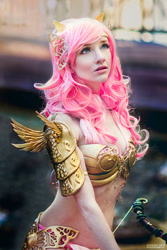 Size: 800x1200 | Tagged: safe, artist:lizbrickleycosplay, fluttershy, human, armor, belly button, cosplay, irl, irl human, midriff, my little pony princess warriors, photo, unconvincing armor