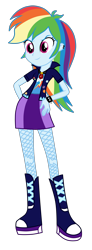 Size: 3200x8667 | Tagged: safe, artist:mixiepie, derpibooru import, rainbow dash, equestria girls, rainbow rocks, absurd resolution, accessory swap, alternate universe, amulet, bad girl, clothes, clothes swap, ear piercing, gem, necklace, paint tool sai, piercing, role reversal, simple background, siren gem, skirt, solo, spiked wristband, spikes, the dazzlings, transparent background