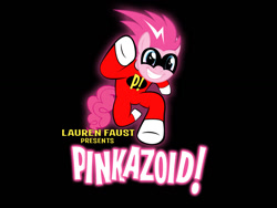 Size: 1024x768 | Tagged: safe, artist:dan232323, pinkie pie, earth pony, pony, freakazoid, parody, pinkazoid, title card