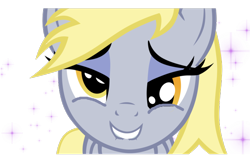 Size: 680x425 | Tagged: safe, artist:praise-sunbutt, edit, editor:undeadponysoldier, derpy hooves, pegasus, pony, adorable face, bedroom eyes, cute, derp, female, lip bite, looking at you, mare, simple background, solo, white background