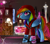 Size: 1774x1574 | Tagged: safe, artist:supermare, derpibooru import, pinkie pie, rainbow dash, earth pony, pegasus, pony, beanie, chains, clothes, crossover, delsin rowe, hat, infamous, infamous second son, night, seattle, solo, space needle, video game