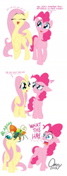 Size: 800x2108 | Tagged: safe, artist:omny87, fluttershy, pinkie pie, butterfly, earth pony, pegasus, pony, comic, creepy, female, implied vore, literal, mare, slice of life, wat, well that escalated quickly